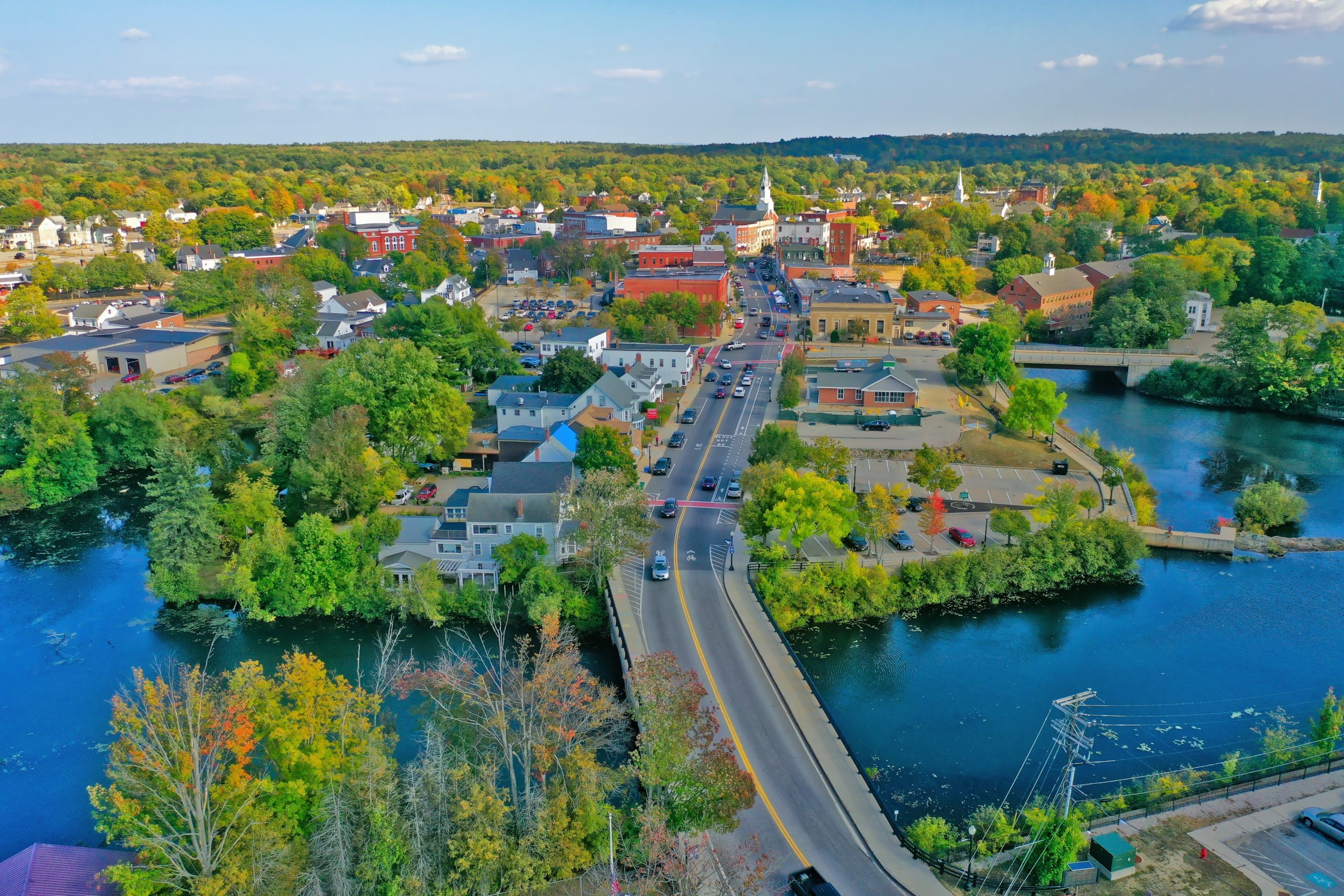 Arial view of New England Town